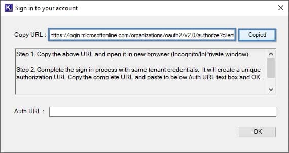 get auth url to Sign in to account